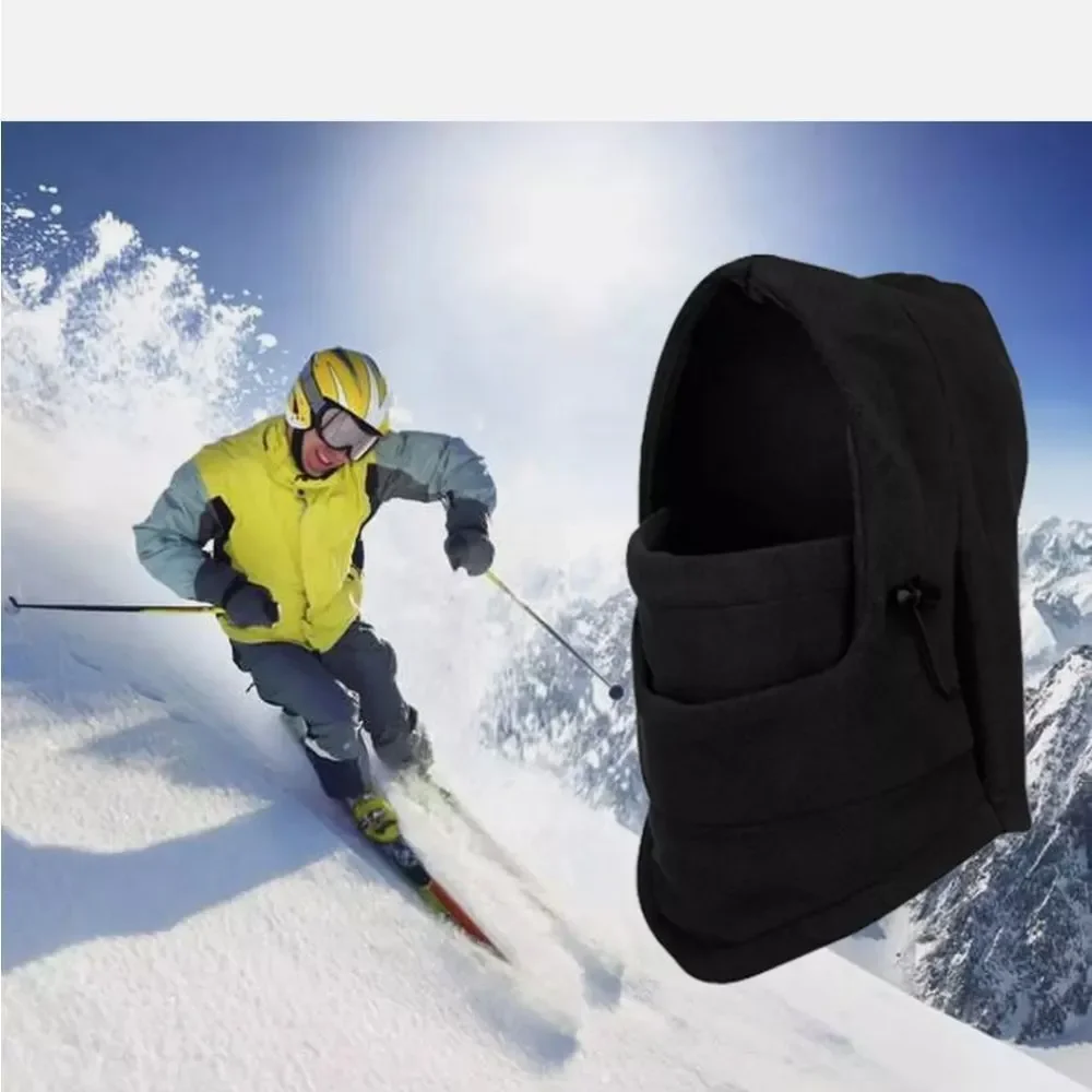 2 Pack Black Winter Fllece Ski Full Face Mask Adjustable Neck Warmer Hood Cap